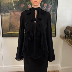 Cinq a Sept black semi sheer blouse